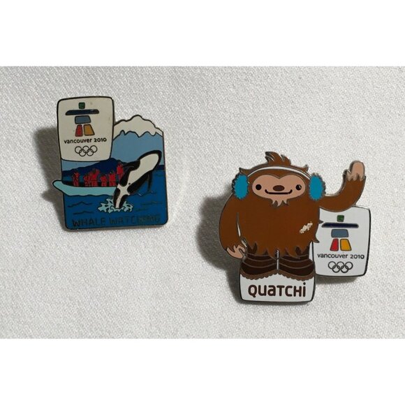 Vancouver 2010 Olympic Pin Whale Watching & Quatchi Set Of 2 - Picture 1 of 2